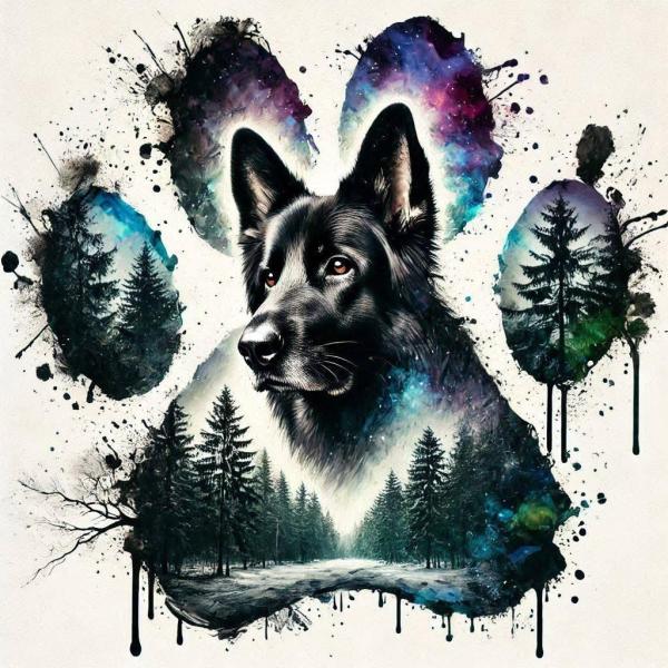 Mystische Pfote mit Schäferhund